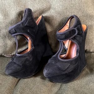 L.A.M.B. Sample suede platform wedges